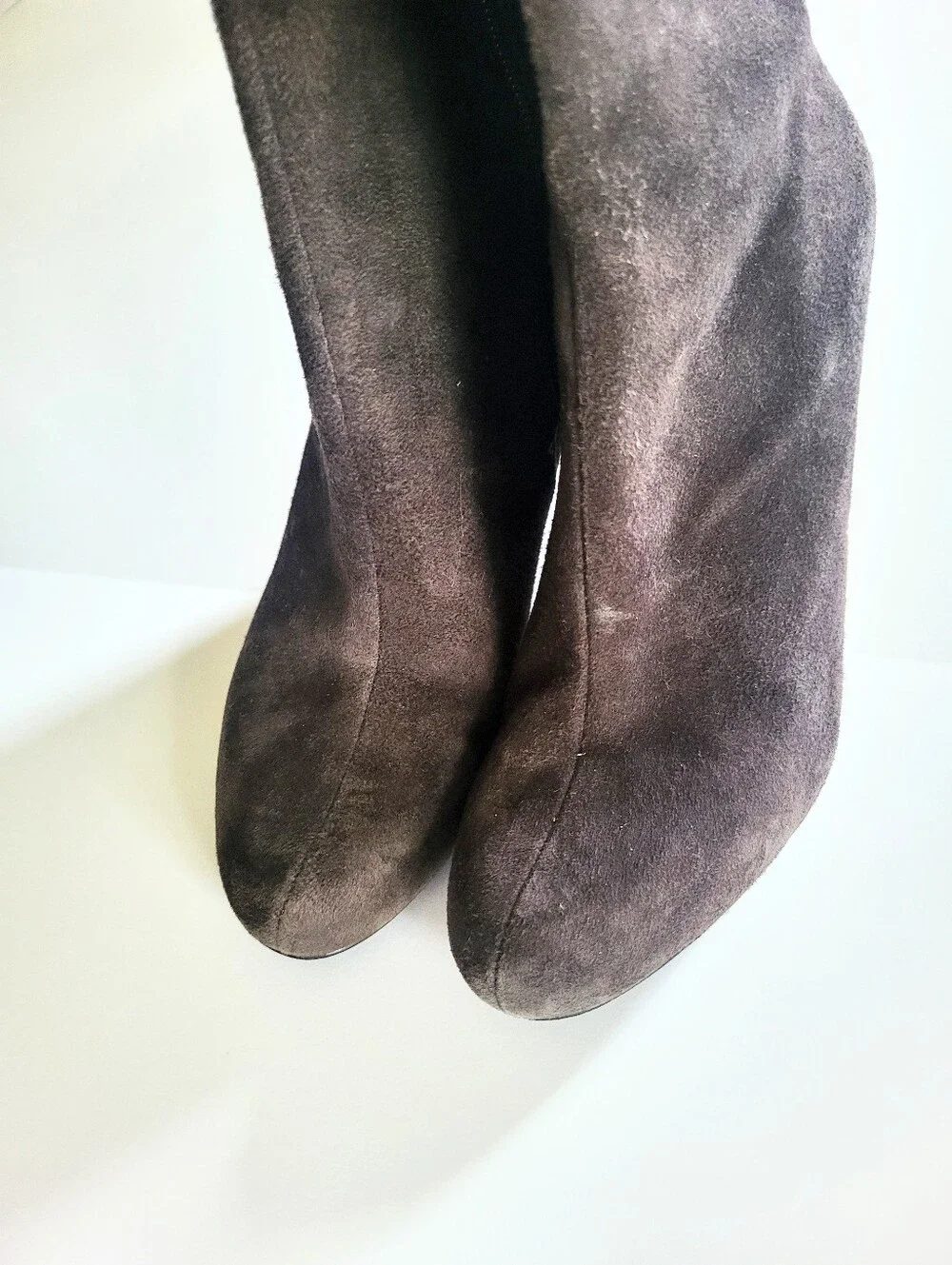 Nine West Soft Dark Esspresso Genuine Leather Suede Knee High Wedge Heel Boots 8